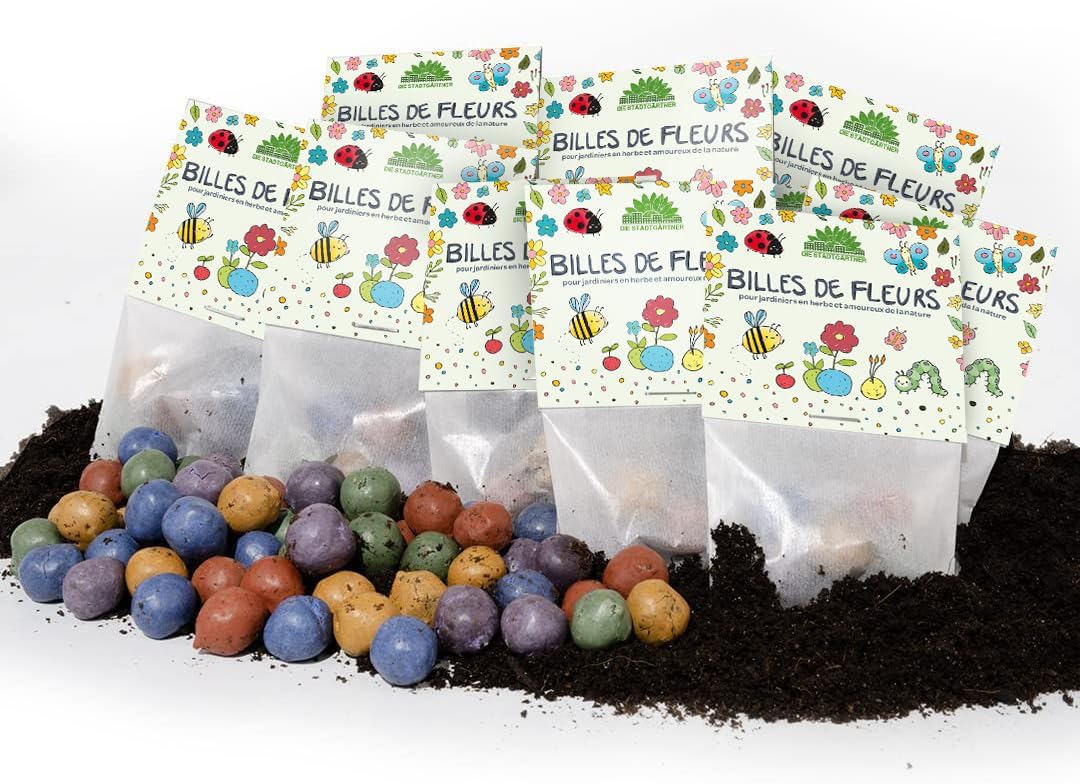 Lot de 10 x 5 billes de fleurs colorées pour enfants