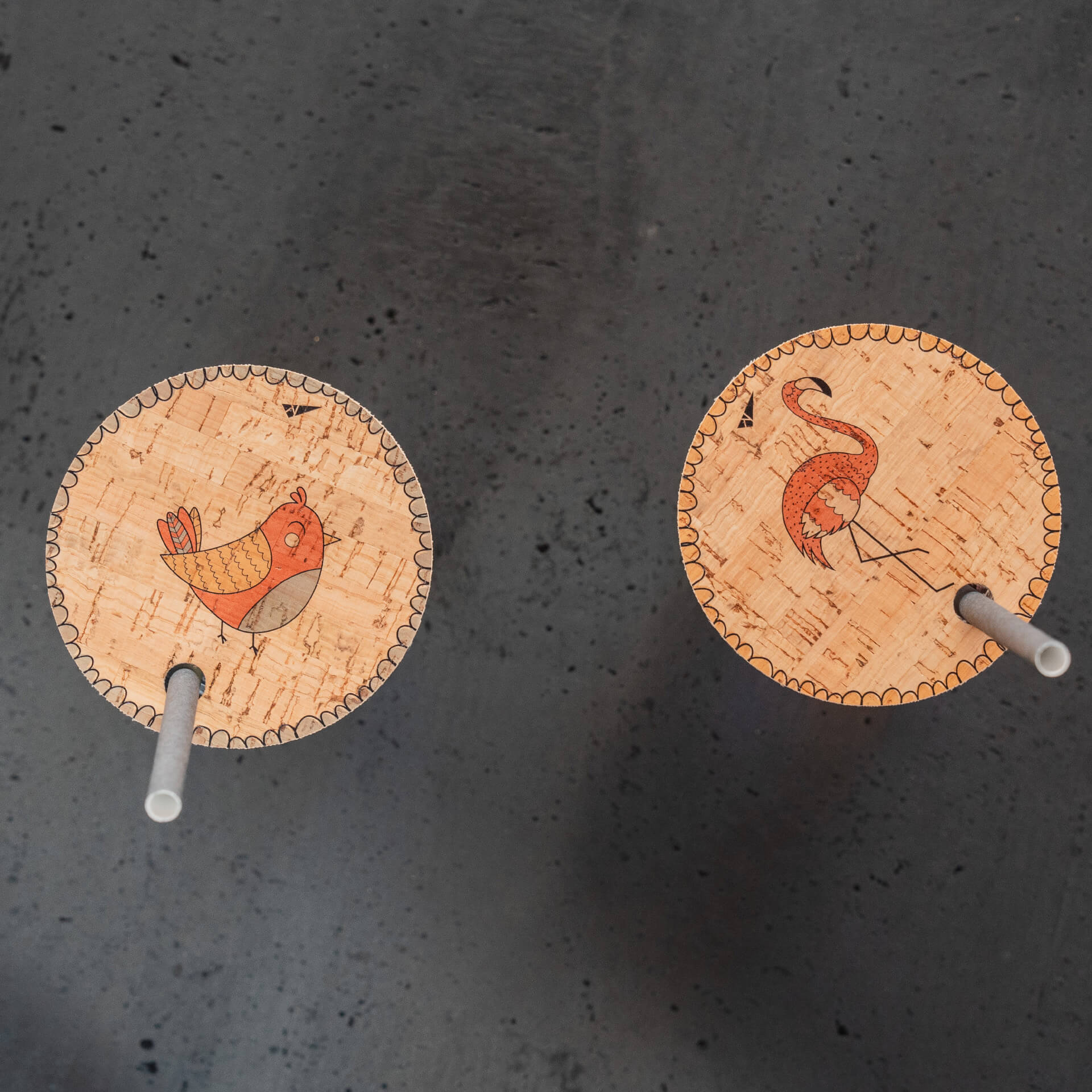 Glasabedeckung aus Kork
