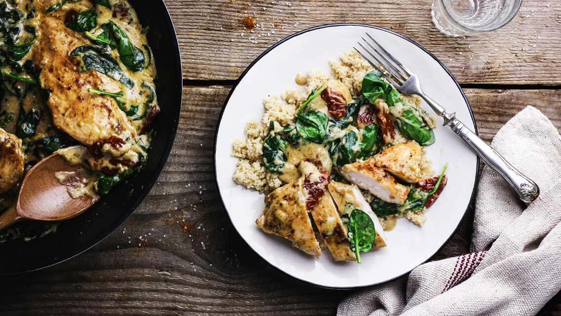 Spinat-Hähnchen mit Couscous