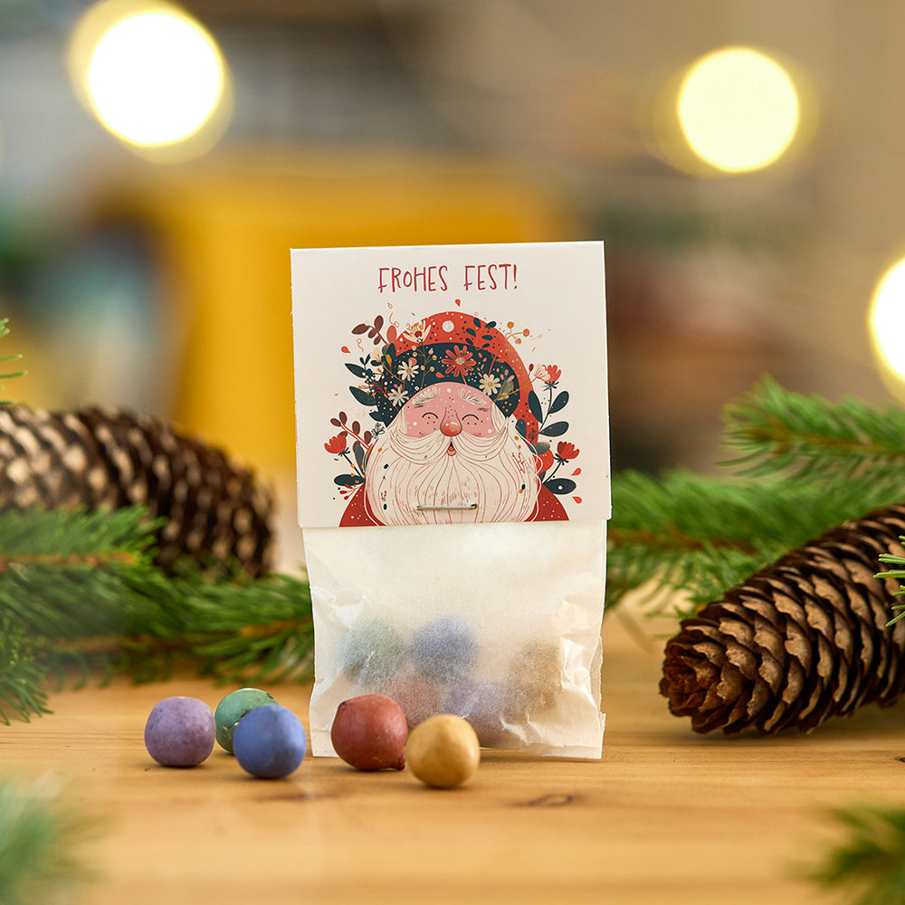 10 x 5 Blumenmurmeln "Frohes Fest" | Kleine nachhaltige Weihnachtsgeschenke