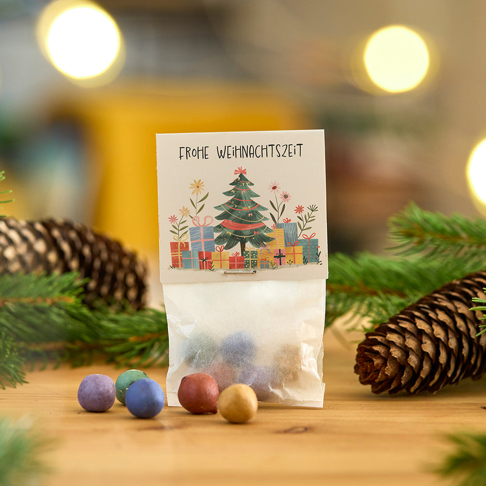 10 x 5 Blumenmurmeln "Frohe Weihnachten" | Kleinigkeit für Weihnachten