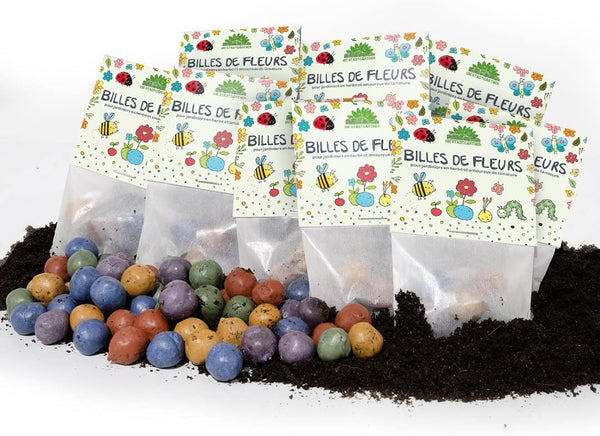 Lot de 10 x 5 billes de fleurs colorées pour enfants