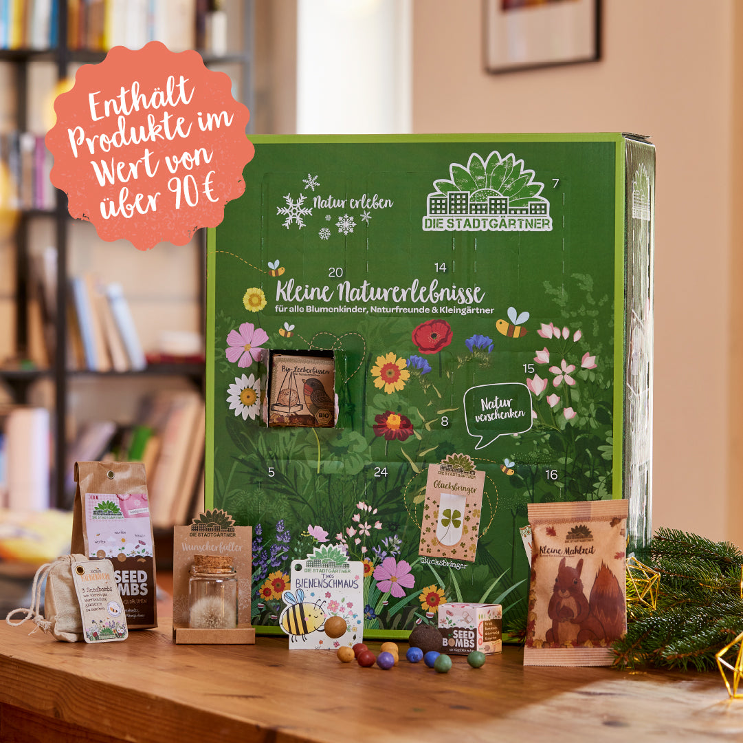 Die Stadtgärtner Adventskalender 2024 | Nachhaltiger Naturliebhaber-Adventskalender: 24 Handgemachte Überraschungen für Groß und Klein