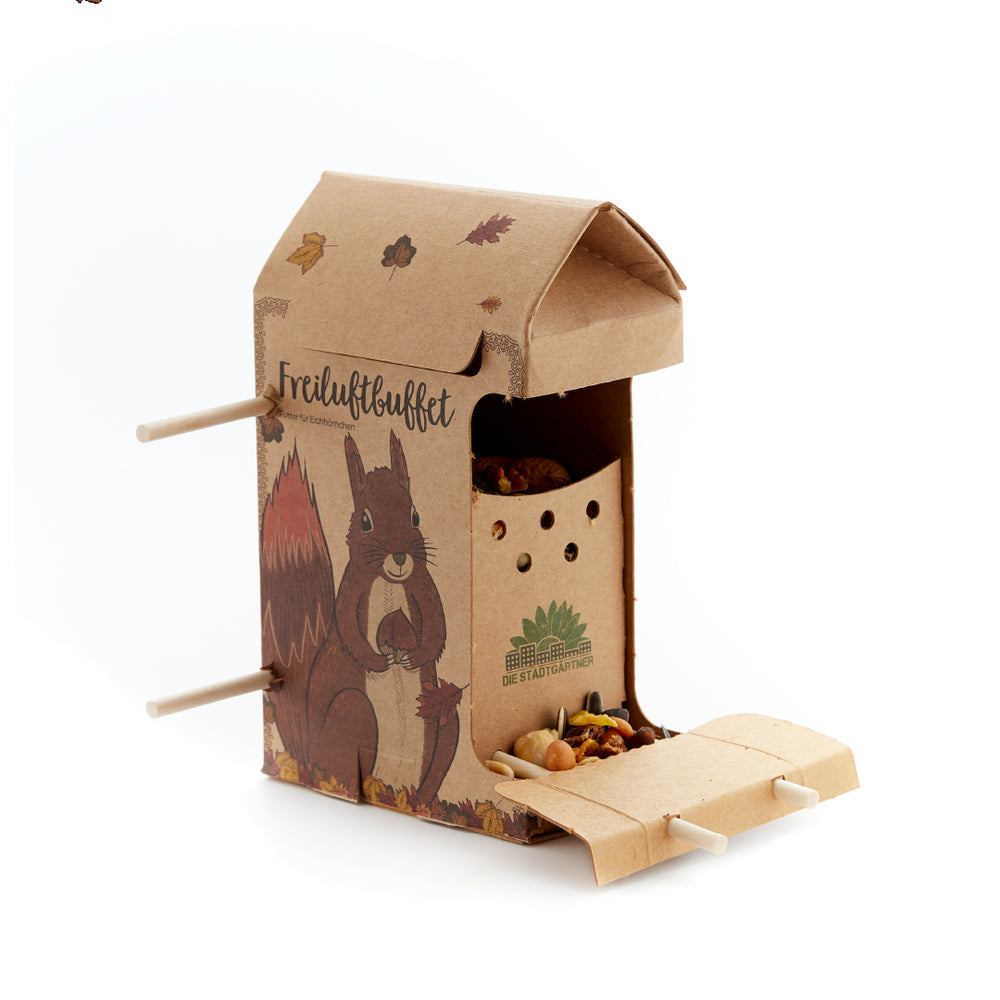 Eichhörnchenfutter • Komplettes Futterhaus mit hochwertigem Futter speziell für Eichhörnchen • Wetterfest & ökologisch