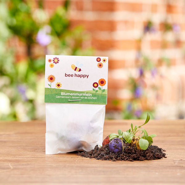 5 Flower Marbles in Pergamin Bag