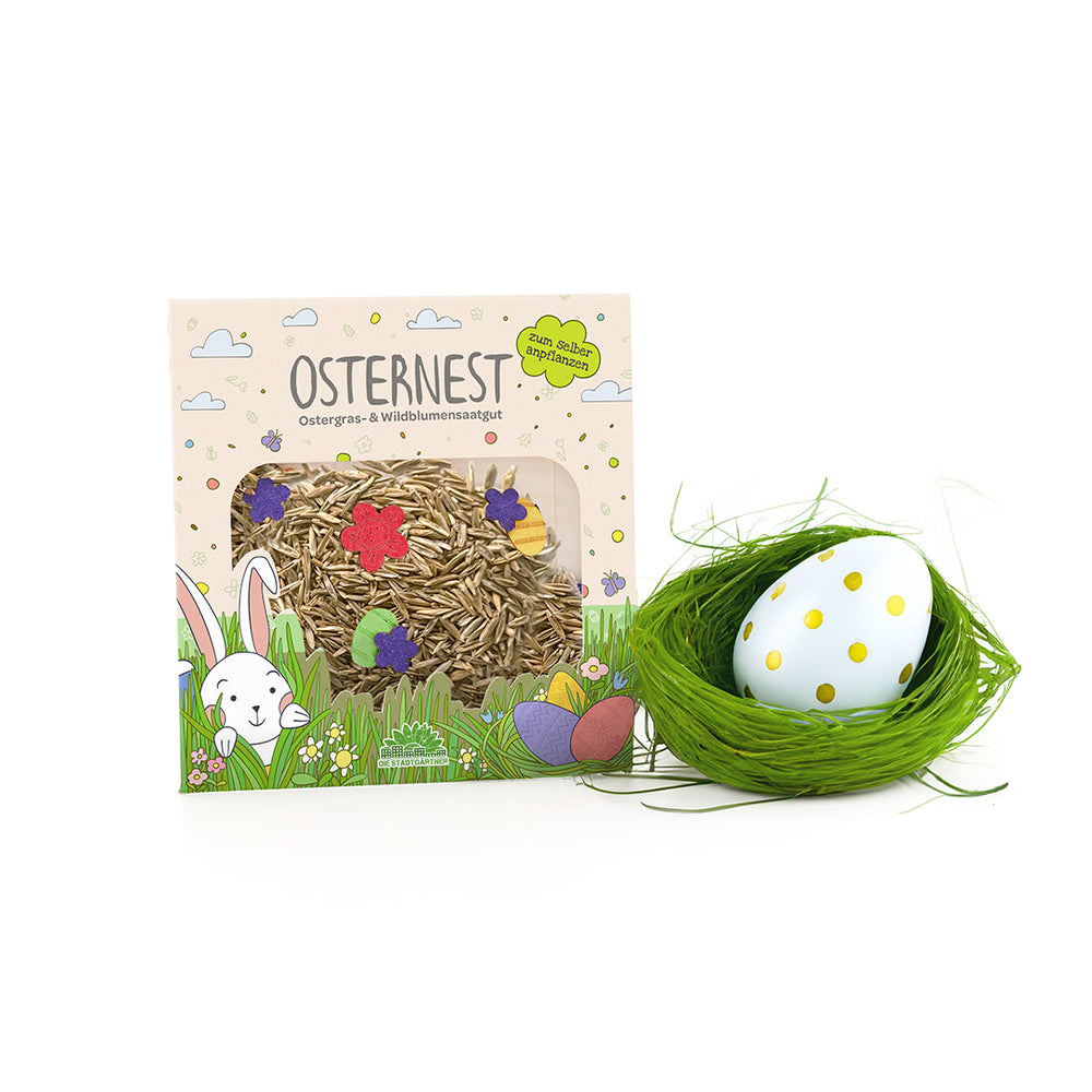 Ostergras-Konfetti von "Die Stadtgärtner" | Saatgut für Ostergras mit bunten Saatpapierförmchen mit Wildblumensaatgut | Saatgutkonfetti als