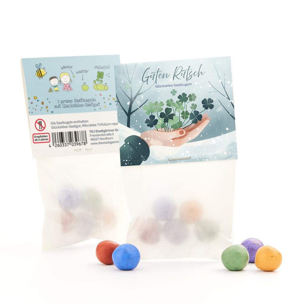 10 x 5 Blumenmurmeln "Guten Rutsch" | Kleines Geschenke für Neujahr / Silvester | Neujahrgeschenke Silvester Geschenke