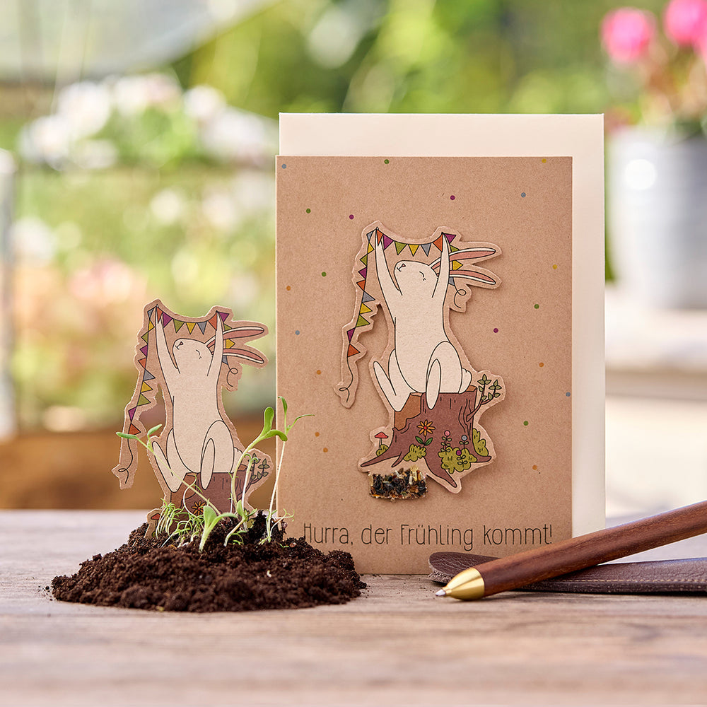 Osterkarte - Hurra, der Frühling kommt!