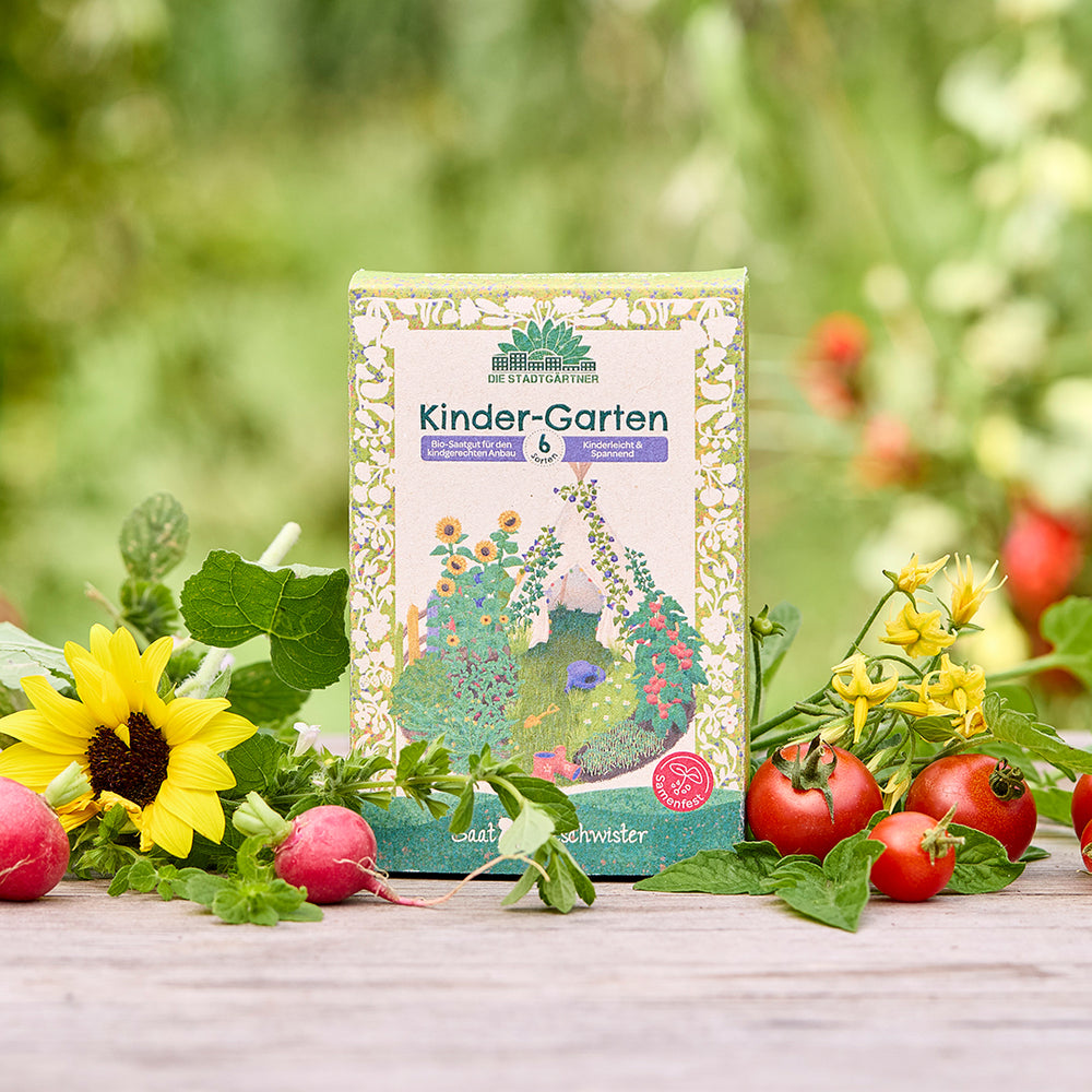 Saatgut-Set mit 6 kindgerechten BIO Gemüse- und Kräutersorten – samenfest| Anzuchtset für kleine Gärtnerinnen und Gärtner | Perfektes und nachhaltiges Geschenk für Kinder zum Geburtstag, Einschulung, 