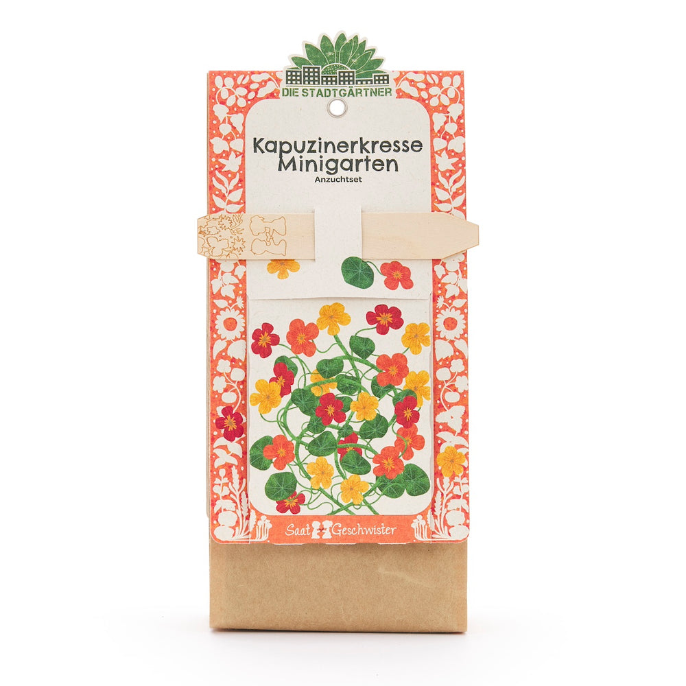 Anzuchtset – Minigarten BIO-Kapuzinerkresse I Set: Samen, Saatgut und Anzuchterde I Ideal als Geschenk oder Geschenkidee