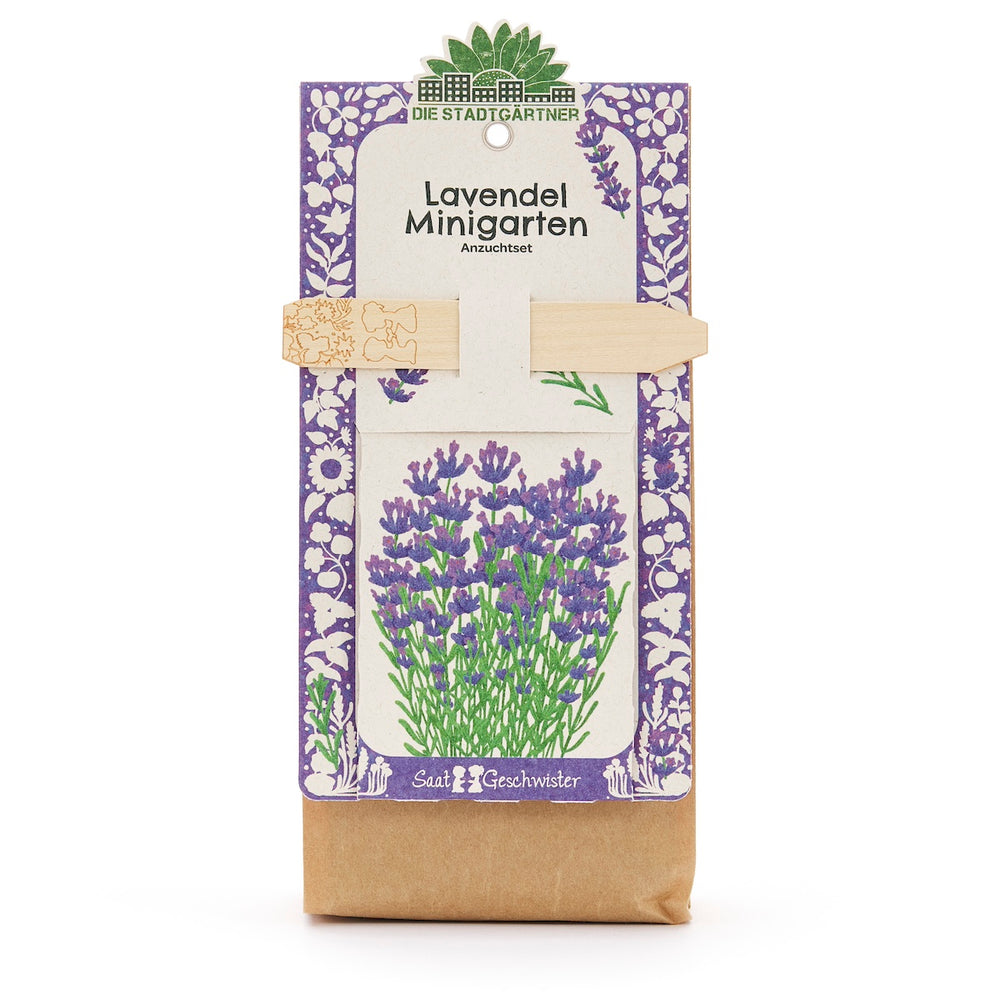 Anzuchtset – Minigarten BIO-Lavendel I Set: Samen, Saatgut und Anzuchterde I Ideal als Geschenk oder Geschenkidee