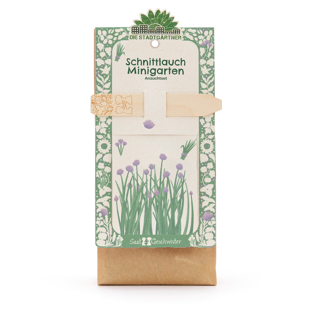 Anzuchtset – Minigarten BIO-Schnittlauch I Set: Samen, Saatgut und Anzuchterde I Ideal als Geschenk oder Geschenkidee
