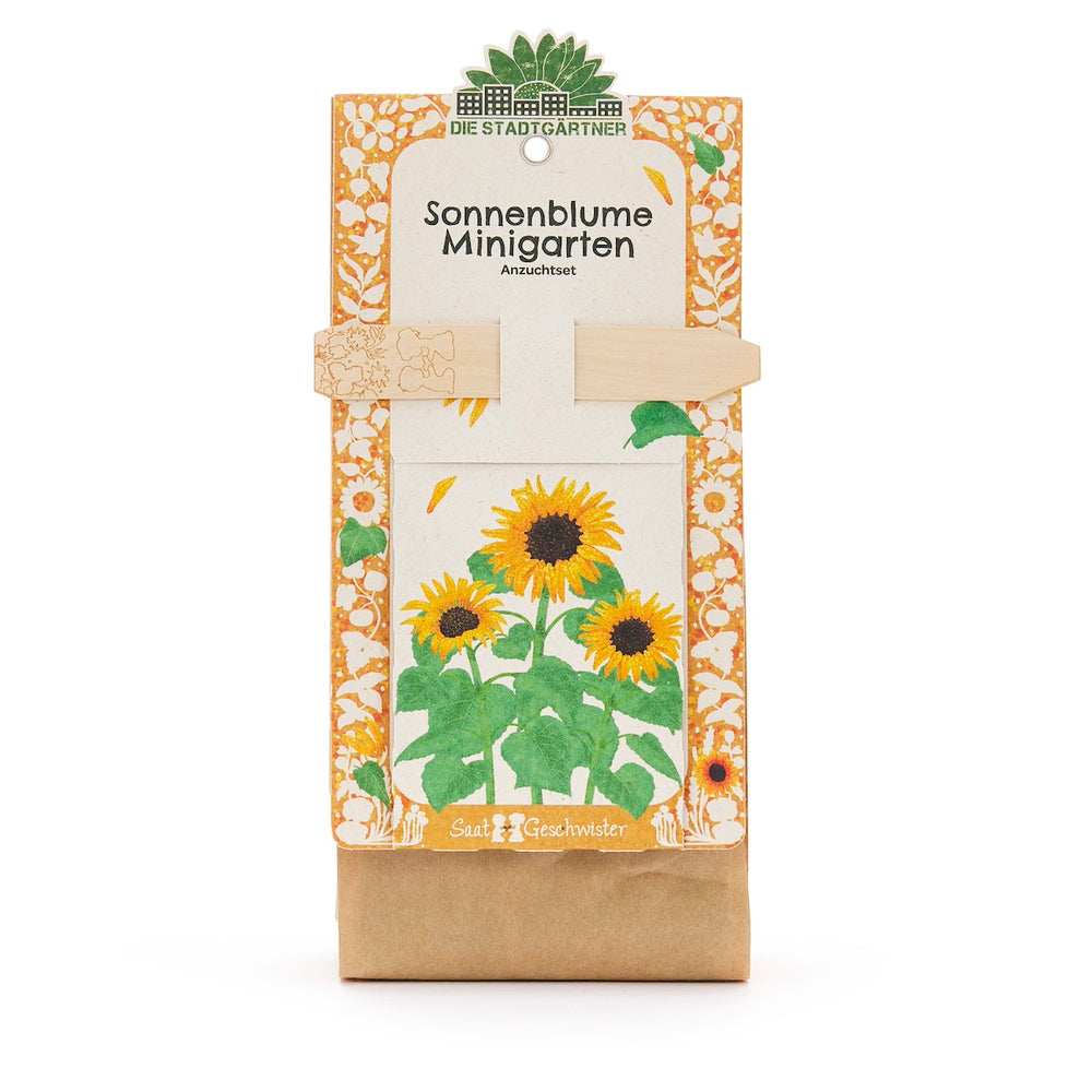 Anzuchtset – Minigarten BIO-Sonnenblume I Set: Samen, Saatgut und Anzuchterde I Ideal als Geschenk oder Geschenkidee