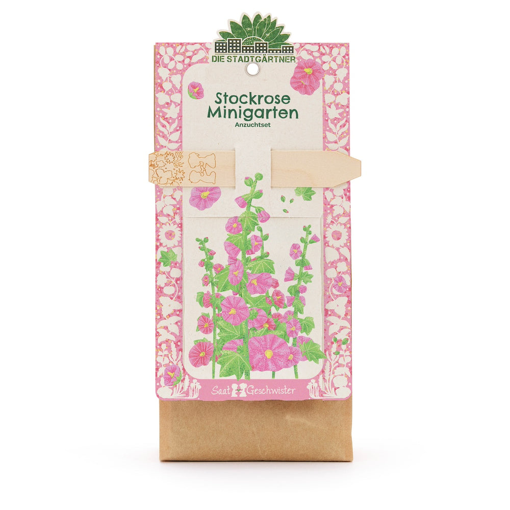 Anzuchtset – Minigarten Stockrose I Set: Samen, Saatgut und Anzuchterde I Ideal als Geschenk oder Geschenkidee