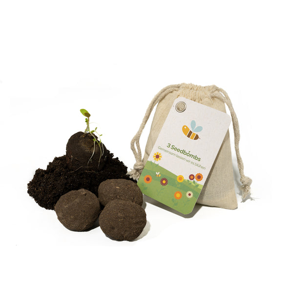 3 Seedbombs im Baumwollbeutel