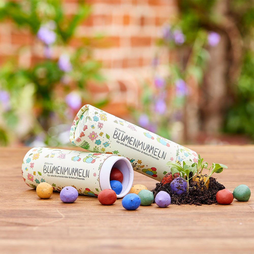 Blumenmurmeln - Bunte Seedbombs für Kinder - Wunderschönes Mitgebsel zum Kindergeburtstag I Samenbomben