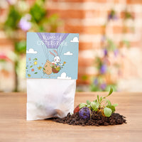 Canicas de flores con conejo de Pascua - tierno saludo de Pascua