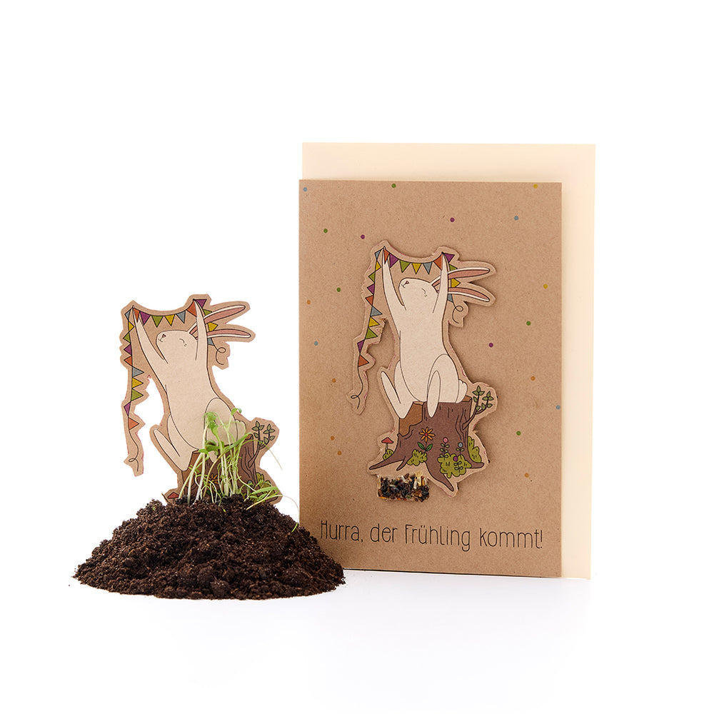 Osterkarte - Hurra, der Frühling kommt!